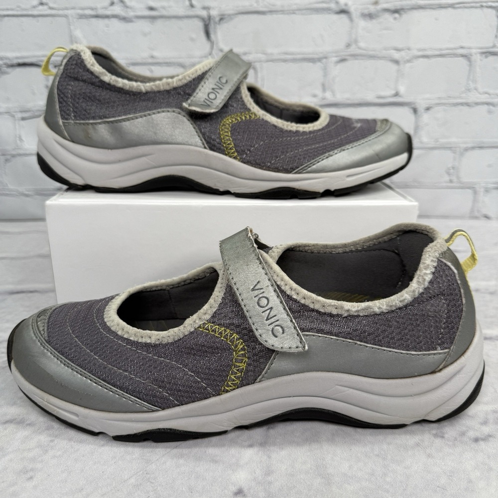 Vionic Sunset Slip On Mary Jane Shoes Womens 8.5 Gray Silver 334 Sunset‎ 9032